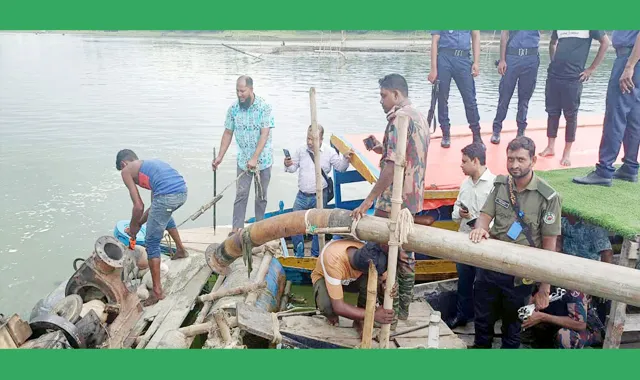 গোয়াইনঘাট উপজেলার জাফলংয়ে অবৈধভাবে বালু উত্তোলন বন্ধে টাস্কফোর্সের অভিযান পরিচালনা করা হয়েছে।