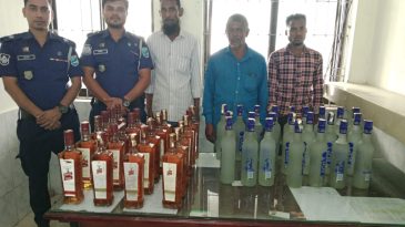 কিশোরগঞ্জে ৪৫ বোতল বিদেশি মদসহ গ্রেপ্তার ৩