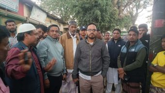 গাছবাড়ী বাজার পুলিশ ক্যাম্পের জায়গা পরিদর্শনে কানাইঘাটে সার্কেল নুর আলম ও ওসি আমিনুল