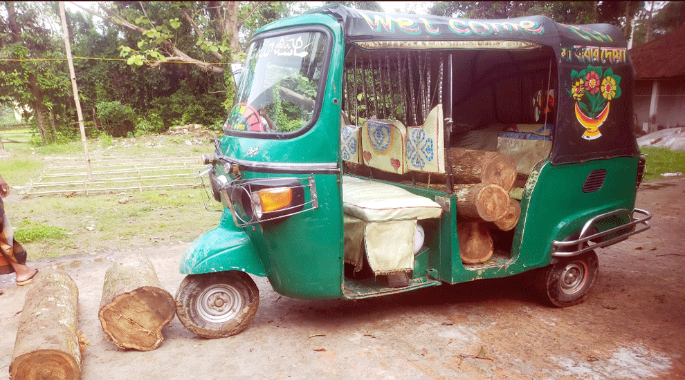 শায়েস্তাগঞ্জে সিএনজিভর্তি চোরাই কাঠ জব্দ, চালক ও চোর পলাতক