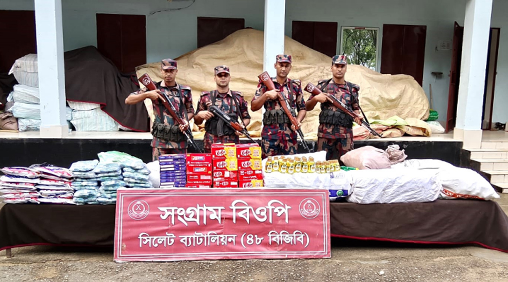 সিলেটে বিজিবির বড় অভিযান: অর্ধকোটি টাকার ভারতীয় পণ্য ও গবাদিপশু জব্দ