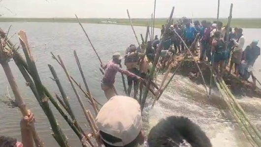সুনামগঞ্জে গুজাউনি বাঁধ ভেঙে দেখার হাওরে পানি: কয়েক হাজার হেক্টর ফসলহানির আশঙ্কা