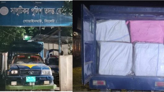 সালুটিকরে পুলিশের অভিযানে মাসুক নামের এক ব্যক্তির চোরাই পণ্যবাহী ট্রাক জব্দ ও চালক রানা গ্রেপ্তার