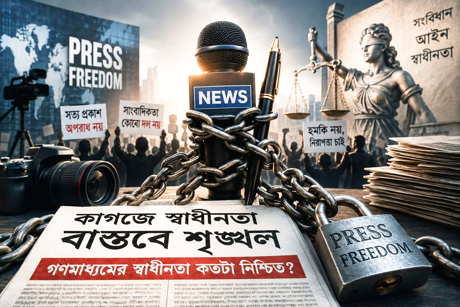 কাগজে স্বাধীনতা, বাস্তবে শৃঙ্খল: গণমাধ্যমের স্বাধীনতা কতটা নিশ্চিত