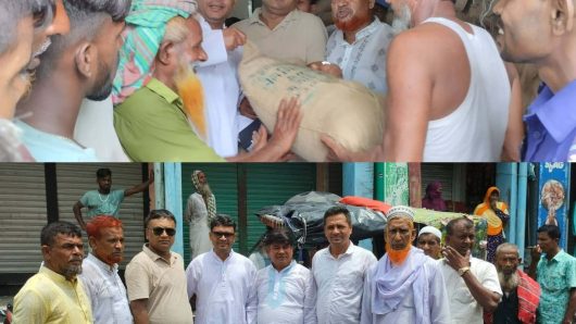কাওয়াকোলা ইউনিয়নে বন্যায় ক্ষতিগ্রস্ত দরিদ্র ও অসহায় মানুষদের মাঝে বিনামূল্যে ভিজিএফ চাউল বিতরণ