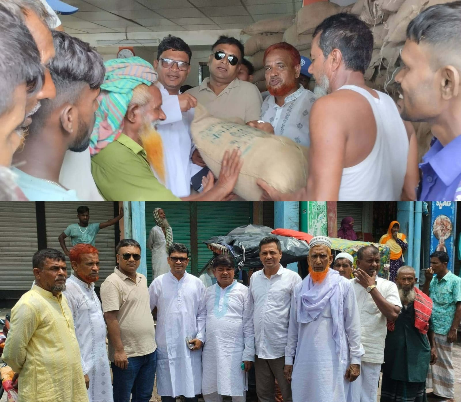 কাওয়াকোলা ইউনিয়নে বন্যায় ক্ষতিগ্রস্ত দরিদ্র ও অসহায় মানুষদের মাঝে বিনামূল্যে ভিজিএফ চাউল বিতরণ