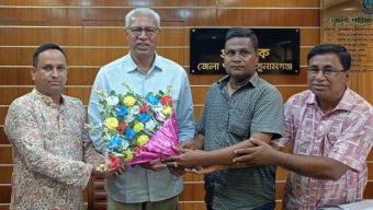 সুনামগঞ্জ জেলা পরিষদের প্রশাসক মিজানুর রহমানের সাথে সৌজন্য সাক্ষাৎ জন্মাষ্টমী পরিষদের নেতৃবৃন্দরা