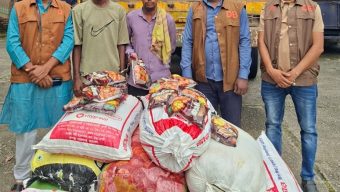 বিশ্বম্ভরপুরে ডিবি পুলিশের অভিযানে ভারতীয় ফুচকা,কাভার্ডভ্যানসহ ৬৫ লাখ টাকার মামলামাল জব্দ, আটক ২