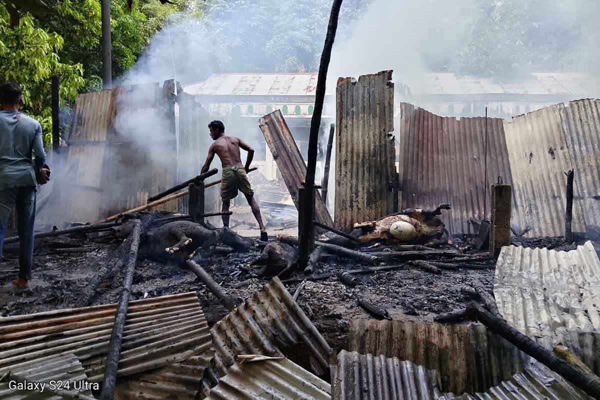 বালাগঞ্জে অগ্নিকাণ্ডে ৫টি গরুসহ গোয়ালঘর পুড়ে ছাই